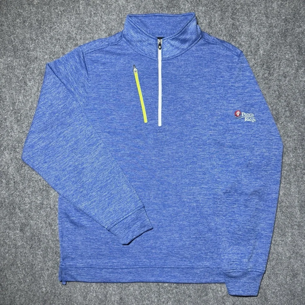 Foot Joy Pullover Quarter Zip Golf Performance Men Medium Sweater Heather Blue